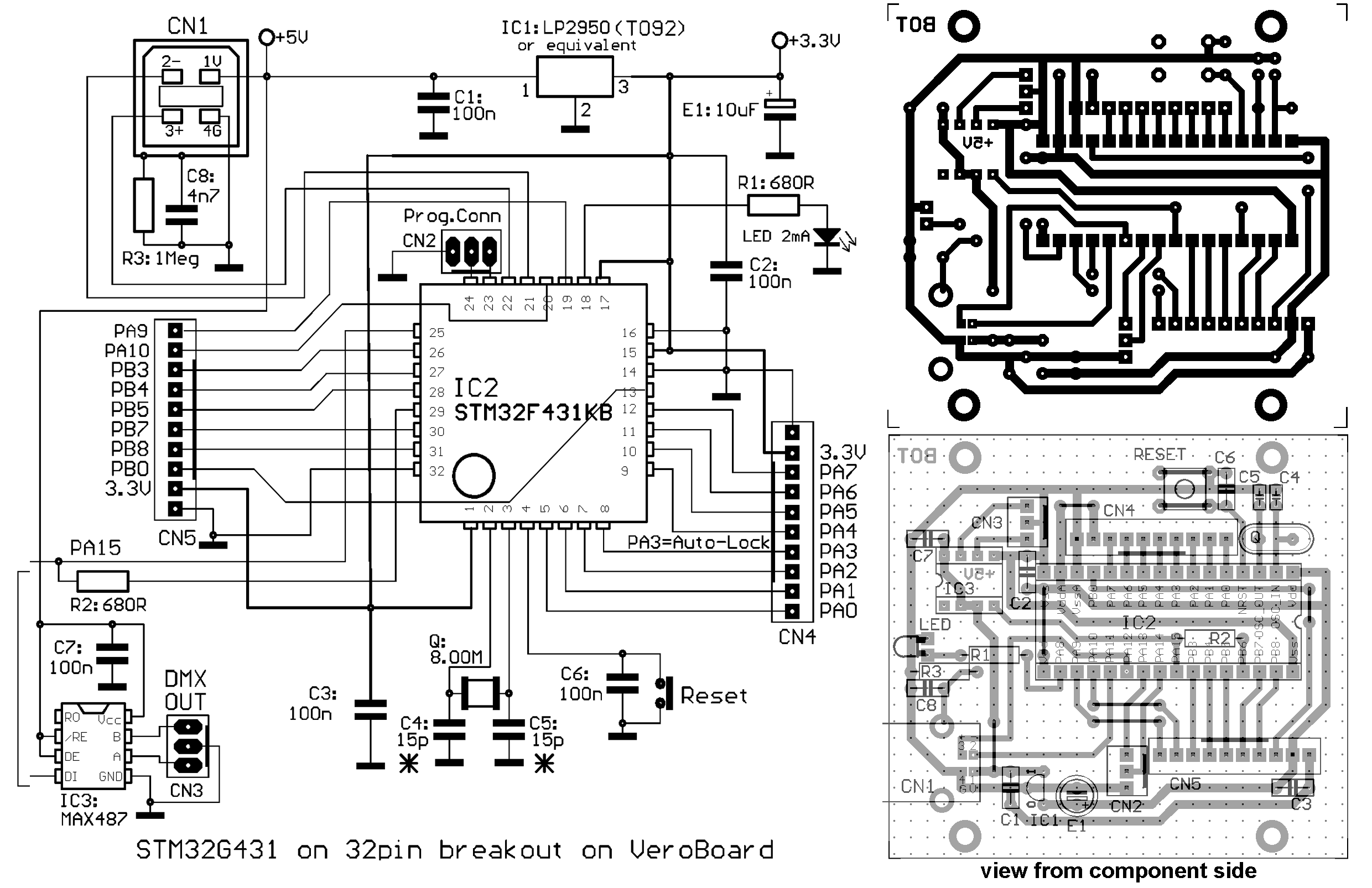 G431 MiniDMX schematic and PCB